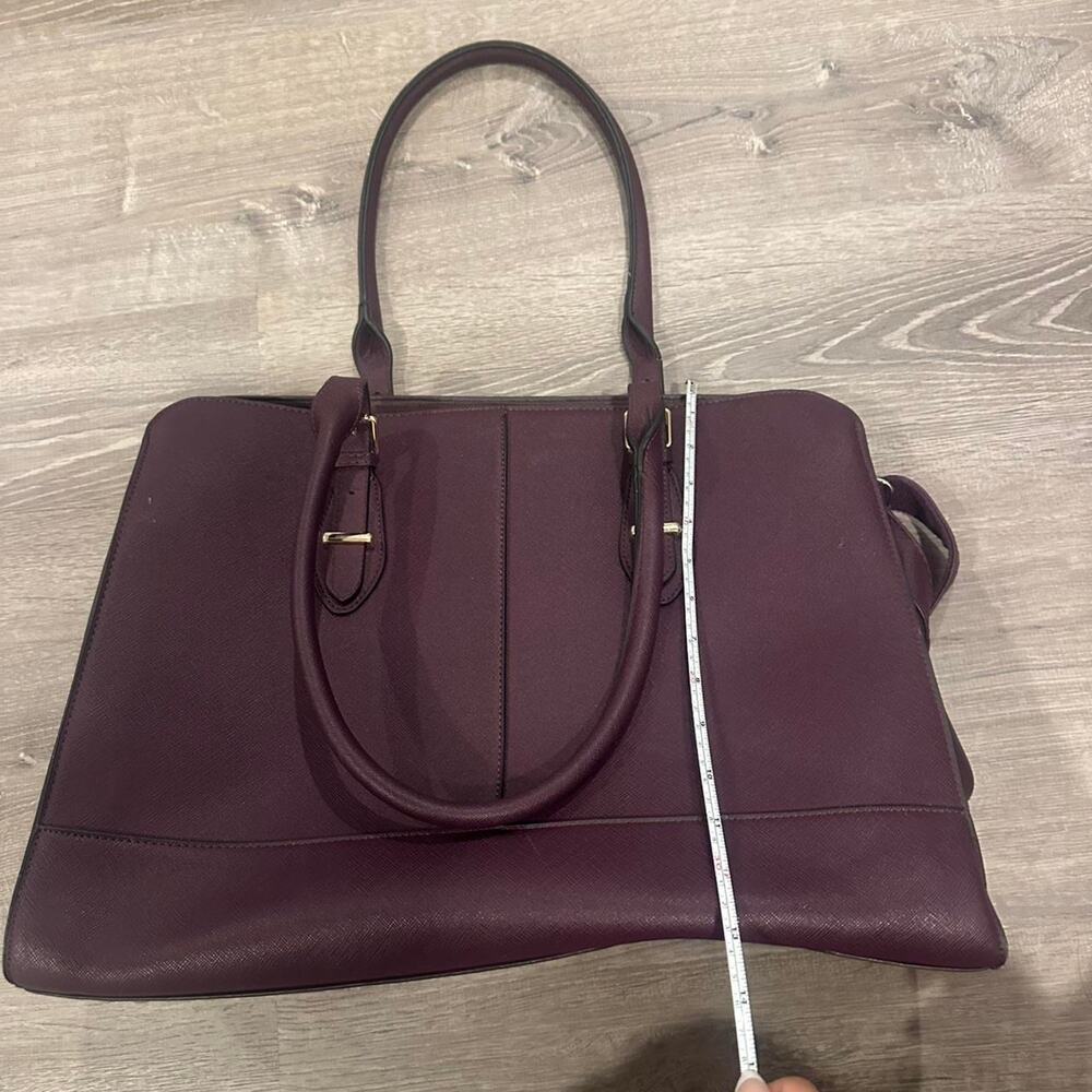 Purple leather tote bag - Picture 5 of 6